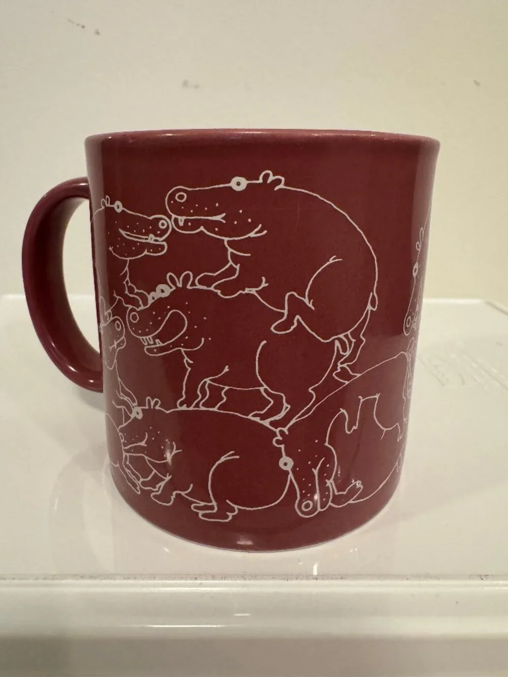Vintage Taylor & Ng 1979 Naughty Hippos Orgy Ceramic Coffee Mug Mauve
